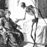 A Western depiction of Death as a skeleton carrying a scythe