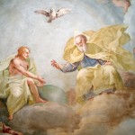 God the Father (top), the Holy Spirit (represented by a dove), and child Jesus, painting by Bartolomé Esteban Murillo (d. 1682)